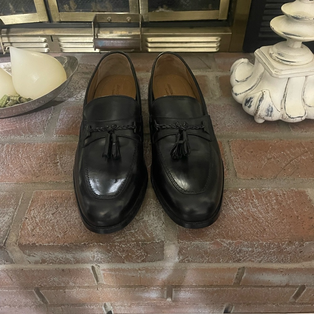 Johnston & Murphy Black Leather Tassel Loafers